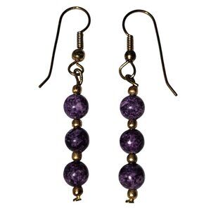 Elegant Purple Gold Beaded Dangle Earrings Boho Chic Fashion Jewelry Women